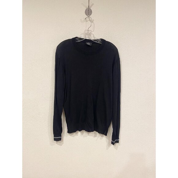 Genti Sweater Mens 2XL Black Crewneck Pullover Lightweight Viscose Nylon Knit - Picture 1 of 5
